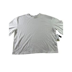 NWT BP Basic Crew Neck Long Sleeve Cropped T Shirt White Size S Organic Cotton